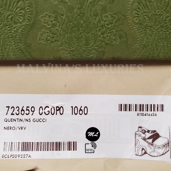 GUCCI SHOES HORSEBIT WEB BLACK LEATHER PLATFORM CLOGS w STUDS sz 39.5 9.5 - Picture 15 of 15